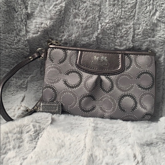 Coach Handbags - Coach Small Silver Wristlet